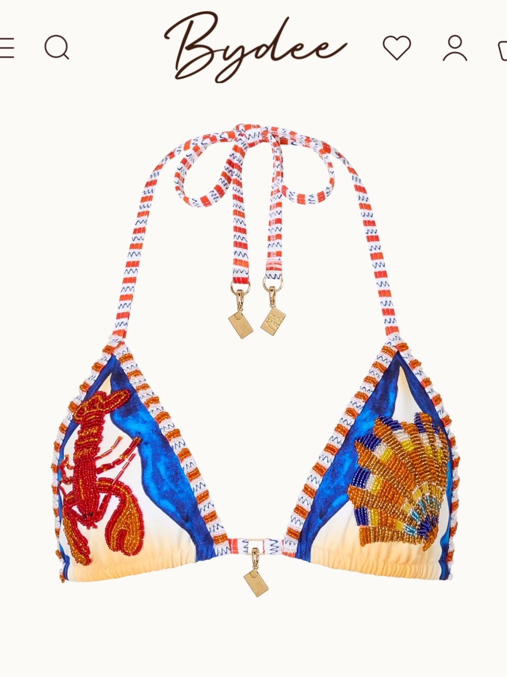 NWT Bydee Barcelona bikini top in print Thalassa - XS
